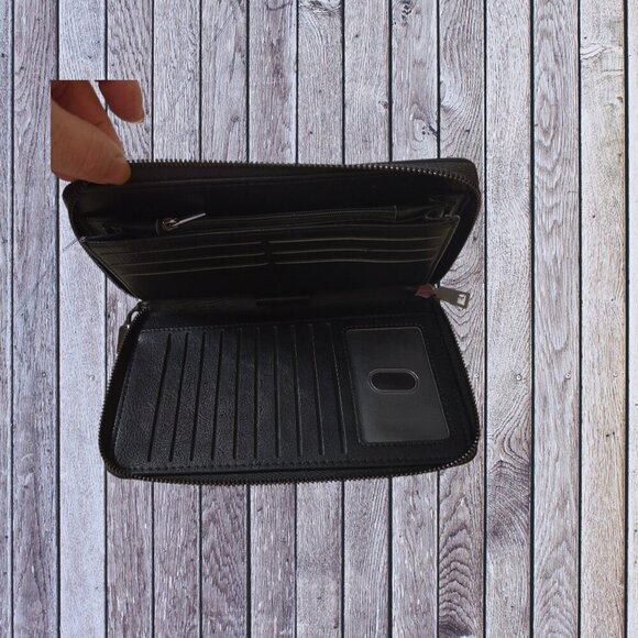 Miyin Women's Wristlet Wallet Zip Around Card Case 8 x 5 Inch Classic - Picture 4 of 5